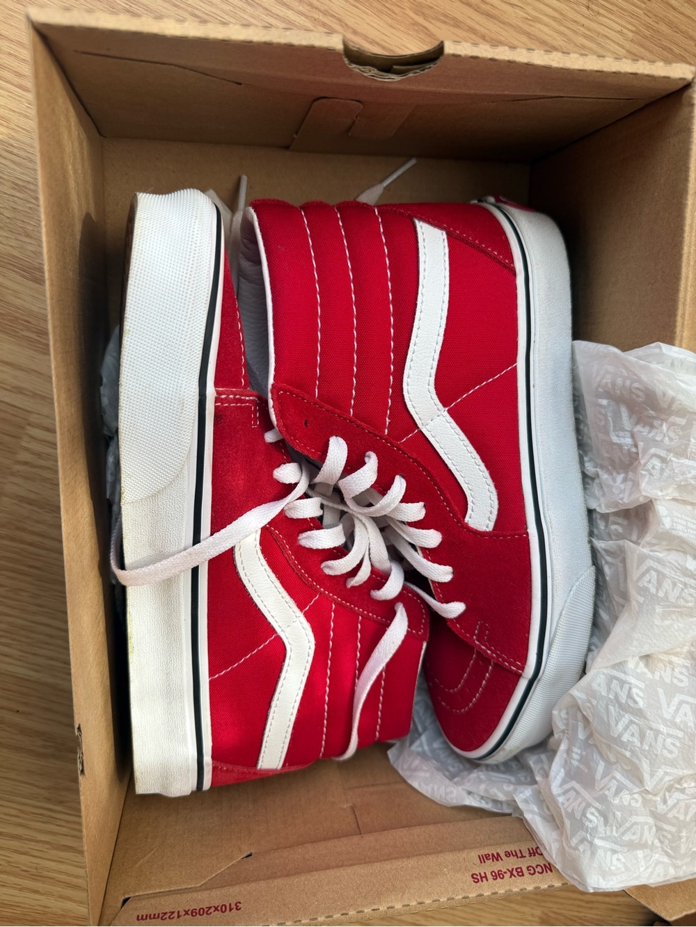 Vans Red and White Kids High-Top Sneakers